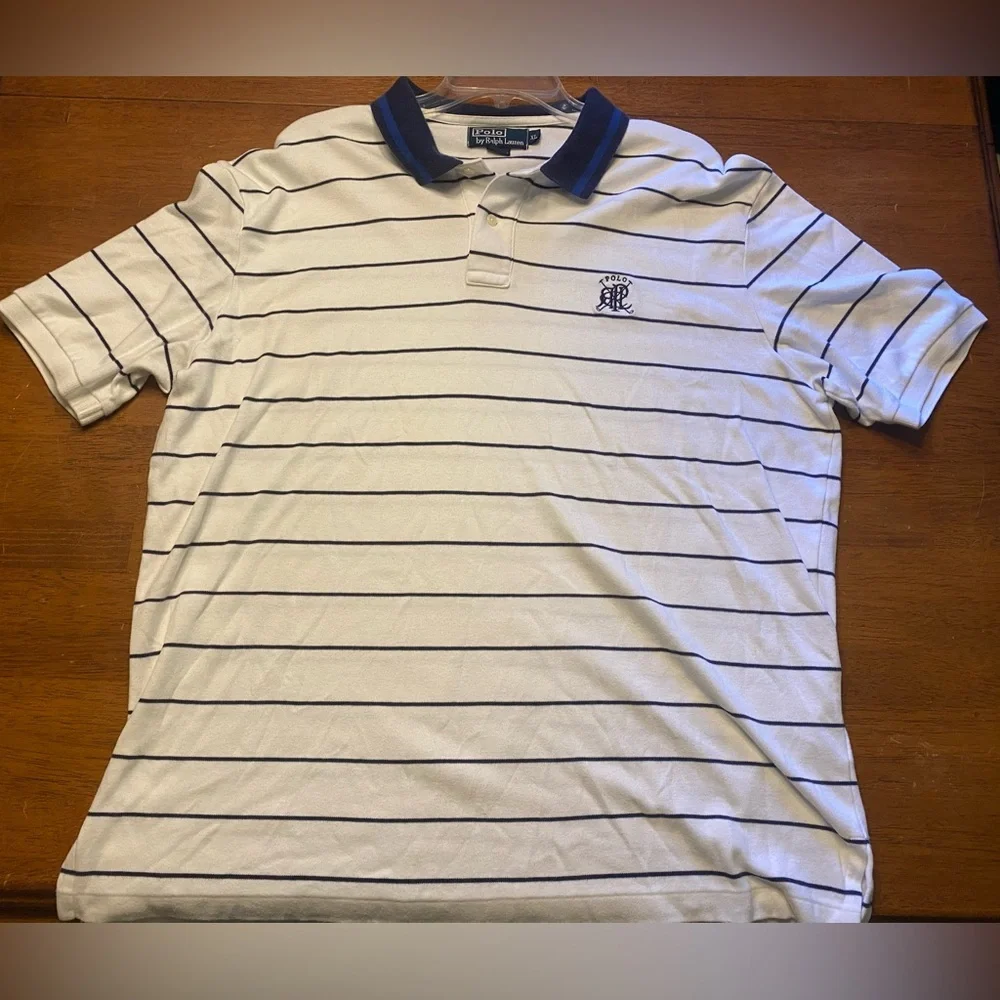 Polo by Ralph Lauren White Polo with Navy Trim